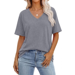 image:imageANRABESS Womens Oversized Acid Washed TShirt Short Sleeve Vintage TopsLight Grey