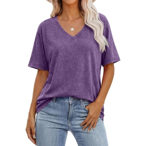 image:imageANRABESS Womens Oversized Acid Washed TShirt Short Sleeve Vintage TopsPurple