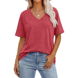 image:imageANRABESS Womens Oversized Acid Washed TShirt Short Sleeve Vintage TopsRed