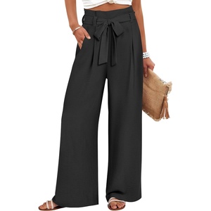 image:imageANRABESS Womens Palazzo Wide Leg High Waisted Flowy Lounge Work PantsBlack
