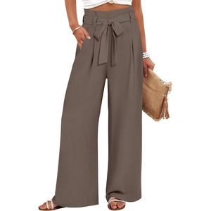 image:imageANRABESS Womens Palazzo Wide Leg High Waisted Flowy Lounge Work PantsCoffee