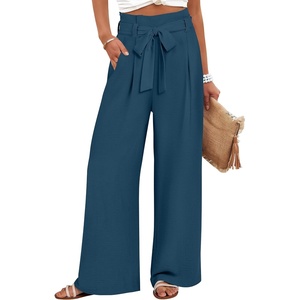 image:imageANRABESS Womens Palazzo Wide Leg High Waisted Flowy Lounge Work PantsDeep Bule