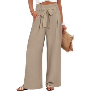 image:imageANRABESS Womens Palazzo Wide Leg High Waisted Flowy Lounge Work PantsYellow Khaki