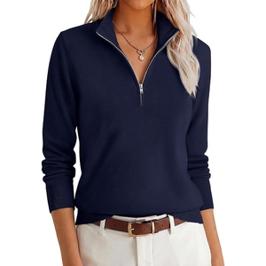 image:imageANRABESS Womens Quarter Zip Fall Lightweight SweatersNavy Blue