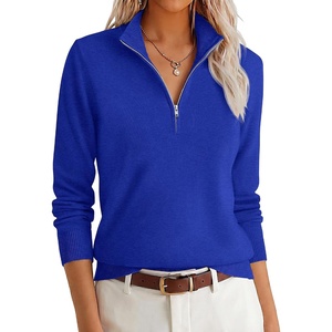 image:imageANRABESS Womens Quarter Zip Fall Lightweight SweatersRoyal Blue
