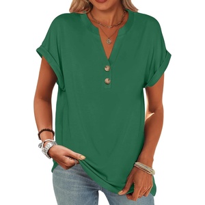image:imageANRABESS Womens Short Sleeve Henley Tops Summer Shirts Dressy Casual BlouseGreen