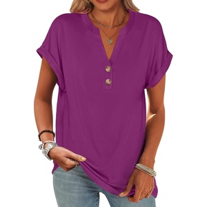 image:imageANRABESS Womens Short Sleeve Henley Tops Summer Shirts Dressy Casual BlousePurple