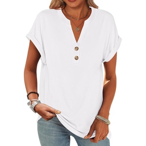 image:imageANRABESS Womens Short Sleeve Henley Tops Summer Shirts Dressy Casual BlouseWhite