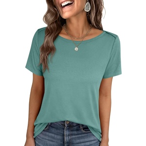 image:imageANRABESS Womens Striped Boat Neck Tops Short Sleeve TShirtsGreen