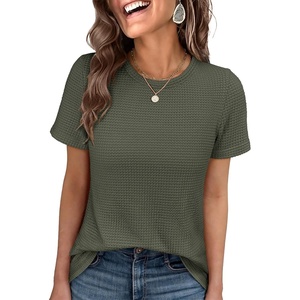 image:imageANRABESS Womens Summer Waffle Knit TopsArmy Green