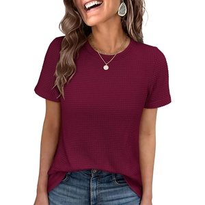 image:imageANRABESS Womens Summer Waffle Knit TopsDark Fuchsia