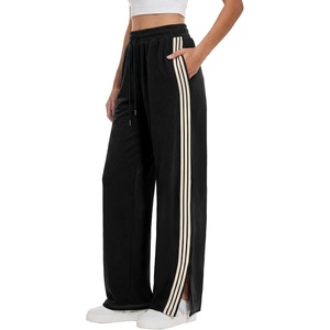 image:imageANRABESS Womens Sweatpants Wide Leg Striped Track PantsBlack