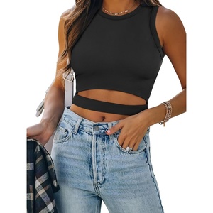 image:imageANRABESS Womens Tank Tops Summer Sexy Cutout Going Out Crop TopsBlack