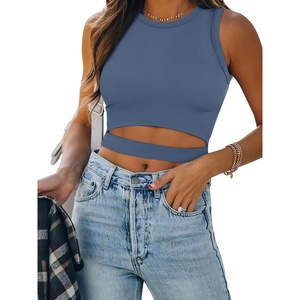 image:imageANRABESS Womens Tank Tops Summer Sexy Cutout Going Out Crop TopsBlue