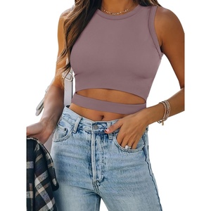 image:imageANRABESS Womens Tank Tops Summer Sexy Cutout Going Out Crop TopsNutmeg