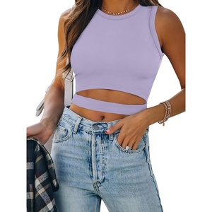 image:imageANRABESS Womens Tank Tops Summer Sexy Cutout Going Out Crop TopsPurple