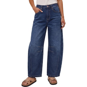 image:imageANRABESS Womens Wide Leg Barrel Jeans Baggy Relaxed Fit Denim PantsBlue