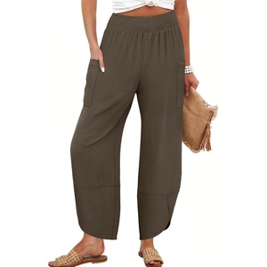 image:imageANRABESS Womens Wide Leg Palazzo Capri Barrel Pants Coffee XXL