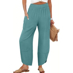 image:imageANRABESS Womens Wide Leg Palazzo Capri Barrel Pants Lake L
