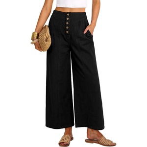 image:imageANRABESS Womens Wide Leg Palazzo JeansCropped Ankle LengthHigh Waist Baggy Barrel Denim Pants with PocketsBlack