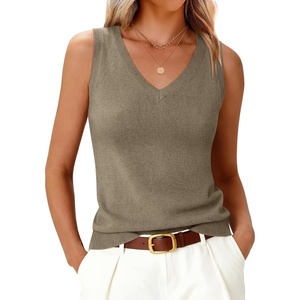 image:imageANRABESS Wool Blend Sweater Tank Tops for Women V Neck Sleeveless SweaterLight Camel