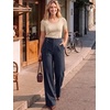 image:imageANRABESS Women Buckle Work Dress Pants with PocketsStripe Navy Blue