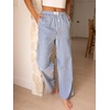 image:imageANRABESS Womens Gingham Striped Boxer PantsBlue White Plaid