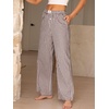 image:imageANRABESS Womens Gingham Striped Boxer PantsBrown White Plaid