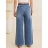 image:imageANRABESS Womens Wide Leg Jeans Drawstring Denim Pants with PocketsBlue