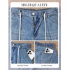 image:imageANRABESS Womens Wide Leg Jeans Drawstring Denim Pants with PocketsLight Blue
