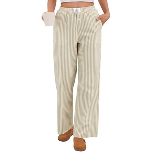 image:imageANRABESS Womens Gingham Striped Boxer PantsApricot White Wide Stripe