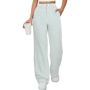 image:imageANRABESS Womens Gingham Striped Boxer PantsGreen White Stripe