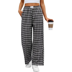 image:imageANRABESS Womens Gingham Striped Boxer PantsMulti Black Plaid
