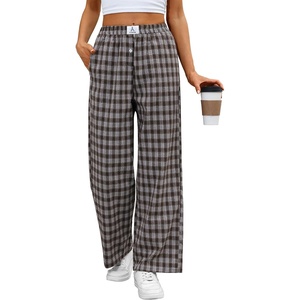 image:imageANRABESS Womens Gingham Striped Boxer PantsMulti Coffee Plaid