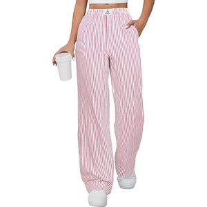 image:imageANRABESS Womens Gingham Striped Boxer PantsPink White Stripe
