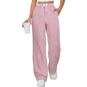 image:imageANRABESS Womens Gingham Striped Boxer PantsRed White Stripe