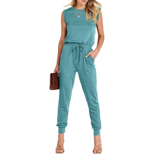 image:imageANRABESS Womens Summer Sleeveless Jumpsuits Casual Dressy Stretchy Crewneck Rompers One Piece Outfits Spring Fashion 2026Lake