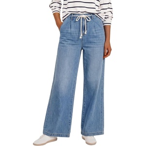 image:imageANRABESS Womens Wide Leg Jeans Drawstring Denim Pants with PocketsLight Blue