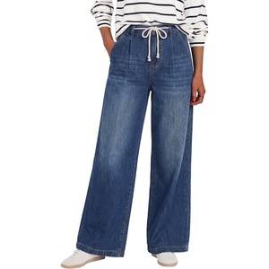 image:imageANRABESS Womens Wide Leg Jeans Drawstring Denim Pants with PocketsNavy Blue