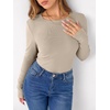 image:imageANRABESS Long Sleeve Shirts for Women Fleece Thermal TopsAlmond