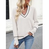 image:imageANRABESS Sweaters for Women Fall Lightweight Knit PulloverWhite Black