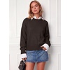 image:imageANRABESS Sweaters for Women Fall Oversized Wool Blend PulloverDark Brown