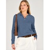 image:imageANRABESS Sweaters for Women Polo Collared Knit Long Sleeve PulloverDeep Blue