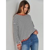 image:imageANRABESS Sweaters for Women Striped Top Long Sleeve Shirts Fall OutfitsBlack White Orange