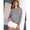 image:imageANRABESS Sweaters for Women Striped Top Long Sleeve Shirts Fall OutfitsBlack White Orange