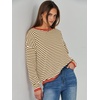 image:imageANRABESS Sweaters for Women Striped Top Long Sleeve Shirts Fall OutfitsBrown White Orange