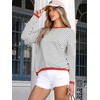 image:imageANRABESS Sweaters for Women Striped Top Long Sleeve Shirts Fall OutfitsGrey White Orange