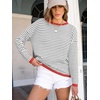 image:imageANRABESS Sweaters for Women Striped Top Long Sleeve Shirts Fall OutfitsGrey White Orange