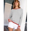 image:imageANRABESS Sweaters for Women Striped Top Long Sleeve Shirts Fall OutfitsGrey White Orange