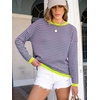 image:imageANRABESS Sweaters for Women Striped Top Long Sleeve Shirts Fall OutfitsPink Green